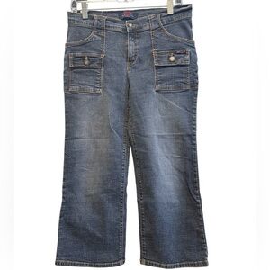 C’est Toi Women’s Denim Button Flap Pockets Capri Pants | Size 15/16